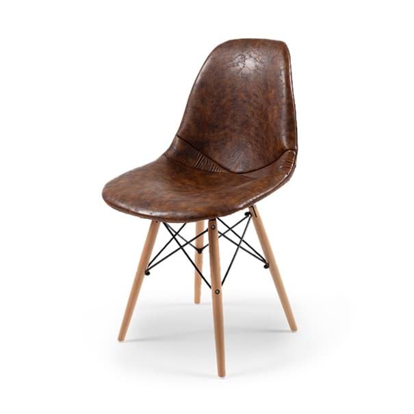   Eames Sandalye  Takımı- Kahve Deri - DSW resmi